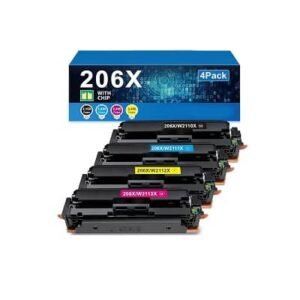Toner Cartridges 4 Pack High Yield Compatible Replacement for refurbished printer 206X 206A,